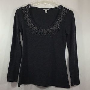 Cache Long Sleeves Gray Sweater